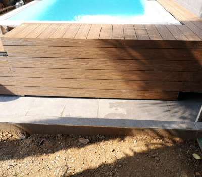 Costruzione su misura di copertura piscina decking da esterno